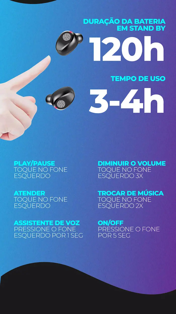 Fone sem Fio Z-Teclin Pro H3® Bluetooth