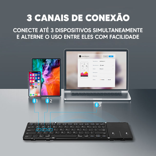 Z9 - Teclado bluetooth dobrável + BRINDE EXCLUSIVO ⚡