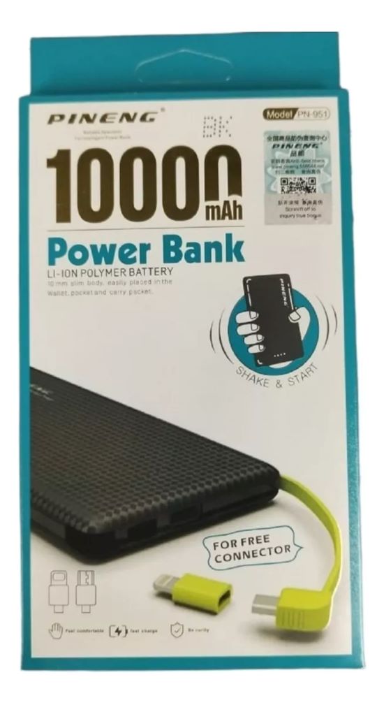 Carregador Portátil Power Bank 10.000mah Universal Piening - Z-Teclin